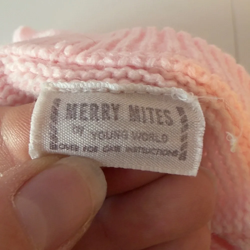 Vintage 60s 70s Merry Mites Young World Baby Girl Knit Sweater Size 18-24 Months